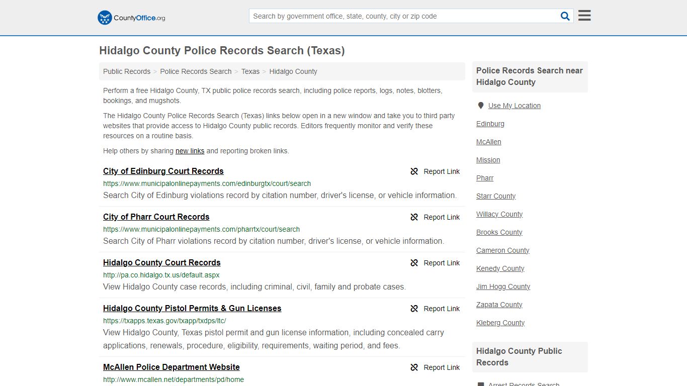 Hidalgo County Police Records Search (Texas) - County Office