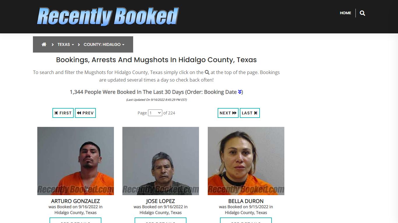 Recent bookings, Arrests, Mugshots in Hidalgo County, Texas